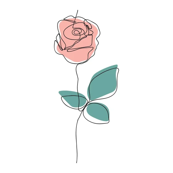 Rose im Lan-Art-Stil. Durchgehende Linienzeichnung für Banner, Buchdesign, Web-Illustration. — Stockvektor