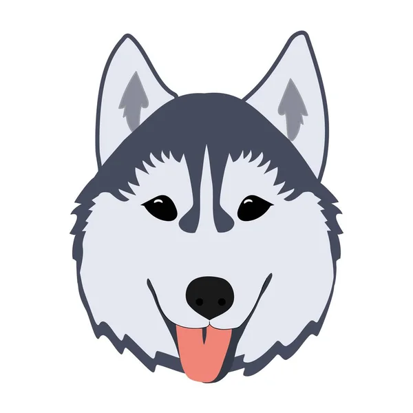 Iconos de cabeza de perro husky. Ilustración vectorial con estilo plano. — Vector de stock