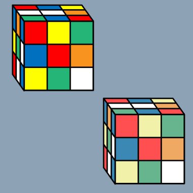 Rubik küplerinin iki renk teması vardır: parlak ve pastel. Çözülmediler.. 