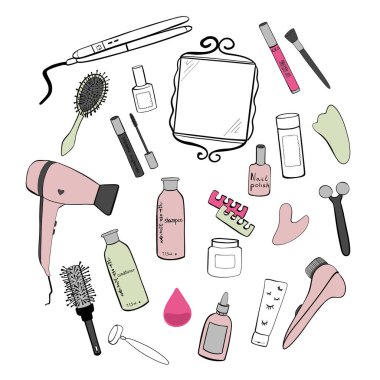 çizilmiş güzellik öğeleri