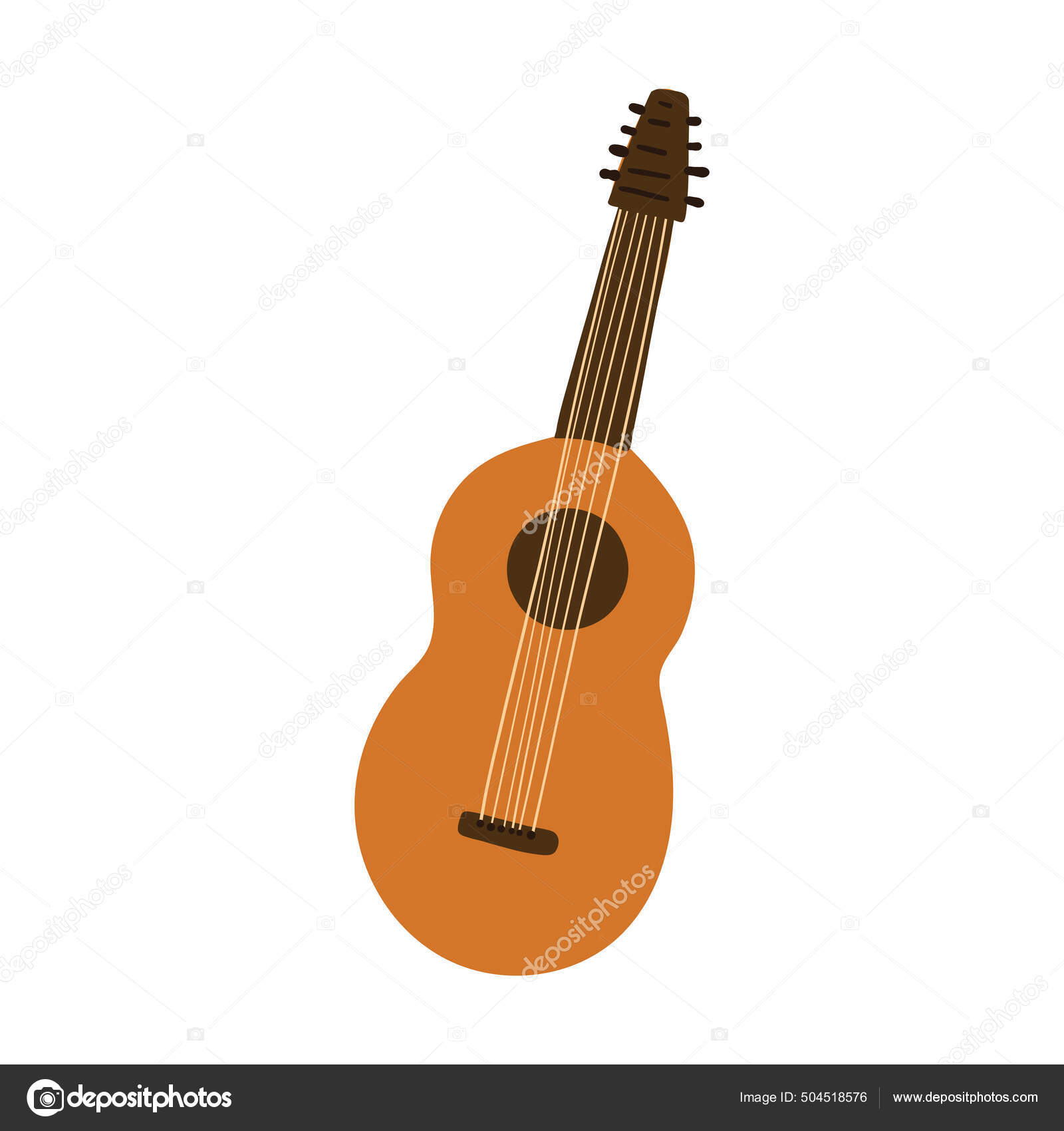 Музыкальный Инструмент Испанская Гитара Балалайка Векторная.