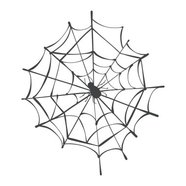 Örümcek ağlı bir örümceğin vektör çizimi, Cadılar Bayramı için sevimli bir taslak. 