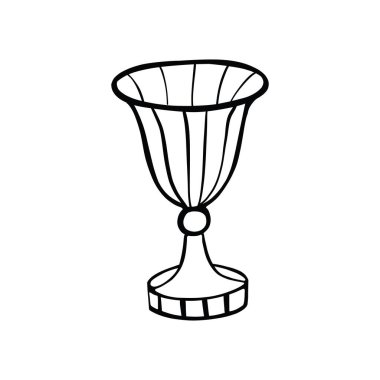 Eski bir şarap kadehi. İçkiler için ortaçağ camı. Eski kadehler. Doodle vektör çizimi. Beyaz arkaplanda izole.