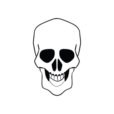 Taslak kafatası basit bir el çizimi tarzında. Kızgın gülümseme vektör illüstrasyonu 