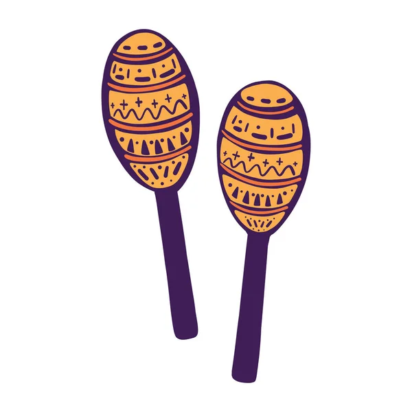 Instrument Musique Des Maracas Peints Illustration Vectorielle Dessinée Main Style — Image vectorielle