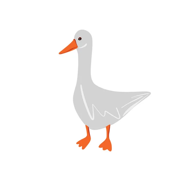 Cartoon Gray Goose Hand Drawn Childrens Illustration Cartoon Style — Stock Vector