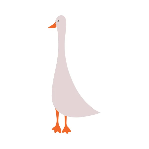 Cute Gray Goose Illustration Flat Style Isolated White Background Use — Stock Vector