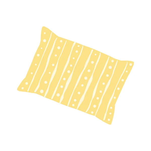 パターンと黄色で寝るための子供の枕 睡眠をテーマにした漫画のベクトルイラスト 手描き 白い背景に隔離され 子供の本 織物に使用されます — ストックベクタ