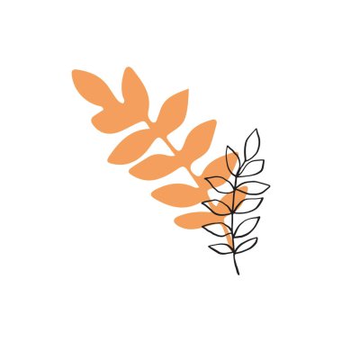 Sonbahar yapraklı soyut şube tasarımı. El çizimi illüstrasyon vektörü