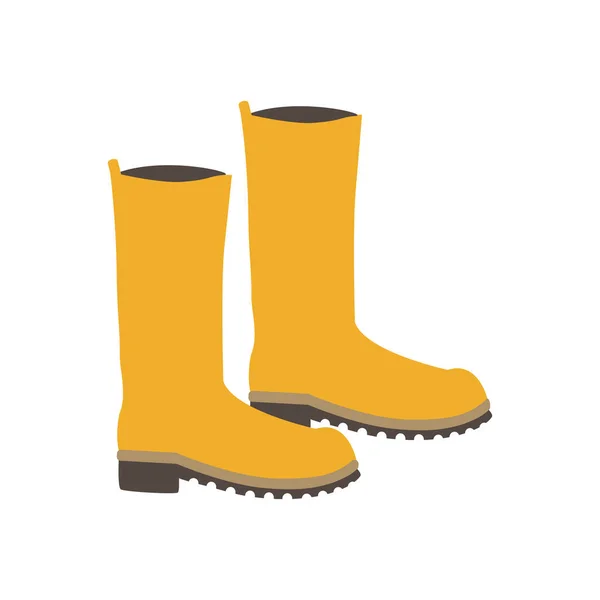 Cute Yellow Rubber Boots Women Autumn Boots Rain Cartoon Illustration — Stock Vector