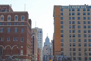 Detroit şehir merkezi, Michigan gökdelenleri. 