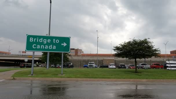 Firma Del Puente Canadá Entrada Del Puente Del Agua Azul — Vídeos de Stock