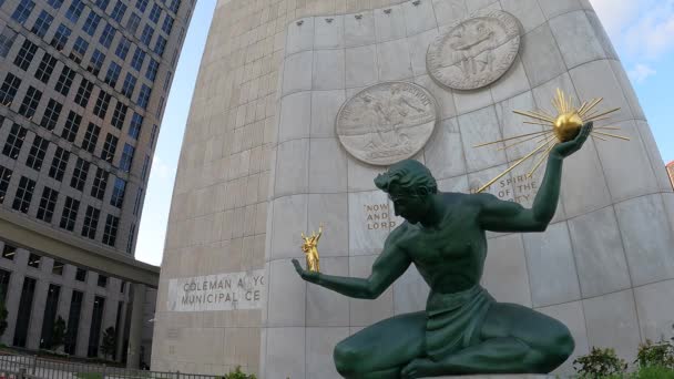 Der Geist Von Detroit Statue Detroit Michigan — Stockvideo