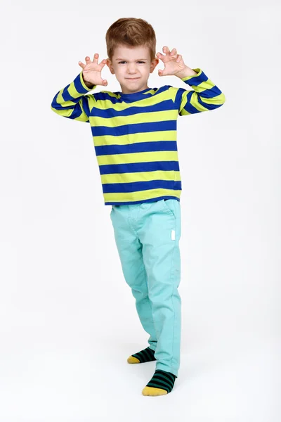 little boy scaring somebody