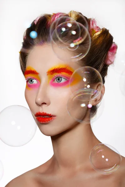 Modell med vacker konst make-up — Stockfoto