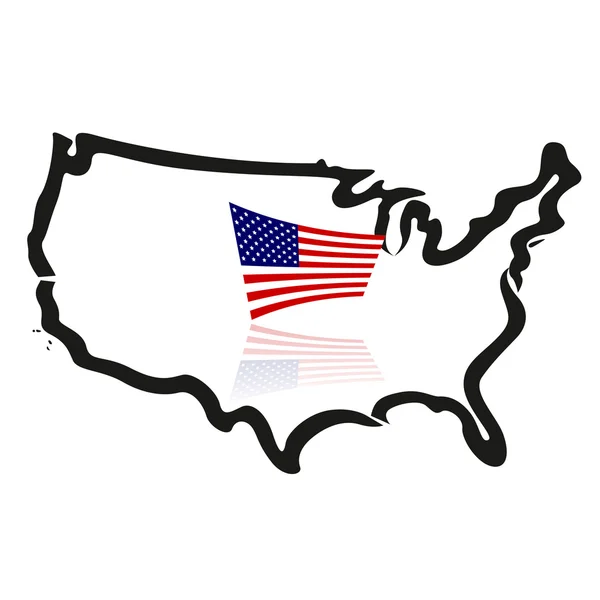 United States map, outlines with flag — Stock Vector