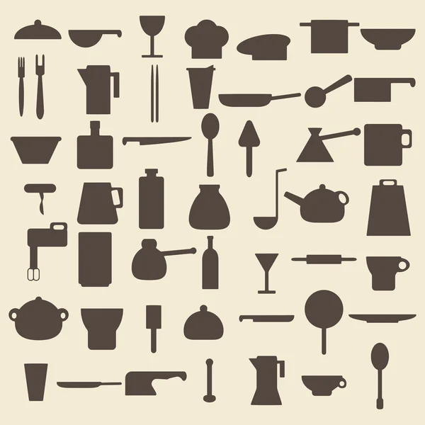Cooking items types silhouette icons set. Perfect for web design vector illustration. Editable. — Stock Vector