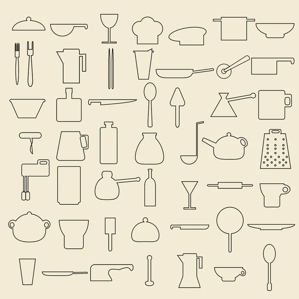 Cooking items linear icons illustration. — Stock Vector