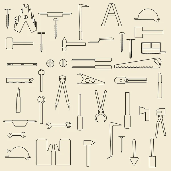 Outils de construction illustration icônes linéaires . — Image vectorielle