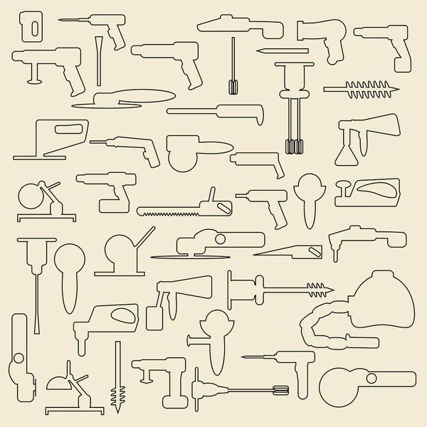 Iconos lineales herramientas de construcción eléctrica ilustración . — Archivo Imágenes Vectoriales