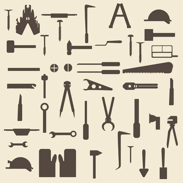Entreprenadverktyg silhouette ikoner set. Perfekt för web design vektor illustration. — Stock vektor