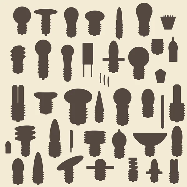 Lampadine elettriche set icone silhouette. Perfetto per illustrazione web design . — Vettoriale Stock