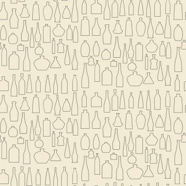 Different bottle types  linear set seamless texture.   Editable vector illustration. Perfect   design template.