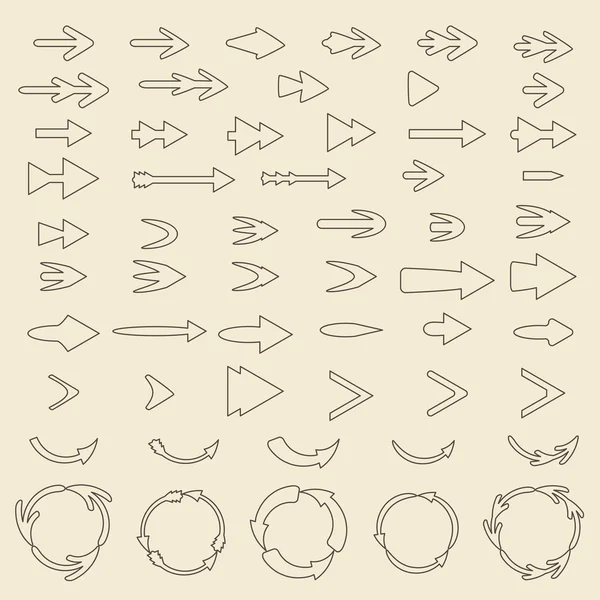 Pfeile lineares Symbol gesetzt. editierbare und gestaltbare Vektorillustration. — Stockvektor