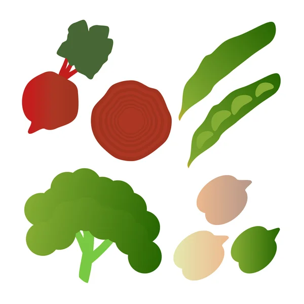 Boerenkool, tuinbonen, bieten, geïsoleerd op een witte achtergrond. Editable en design geschikt vectorillustratie. — Stockvector