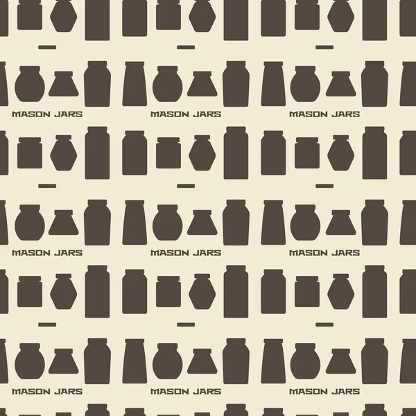 Mason jars  silhouette icons set seamless texture. — Stock Vector