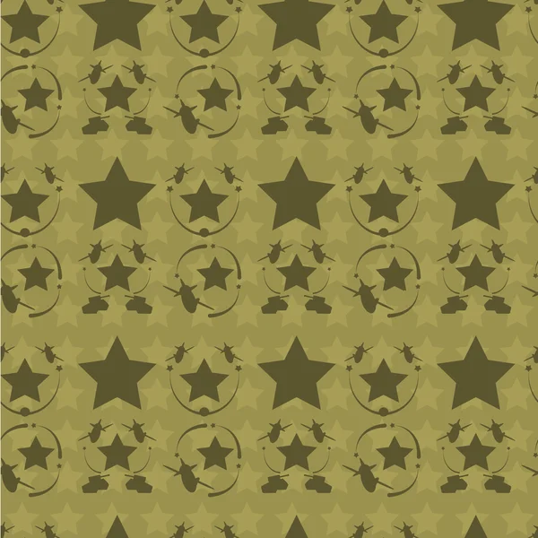 Vintage patriotic  airplane, tank and star seamless texture.    Camouflage colors. Editable vector illustration. Perfect for miilitary style clothing  and lining design. 矢量图形