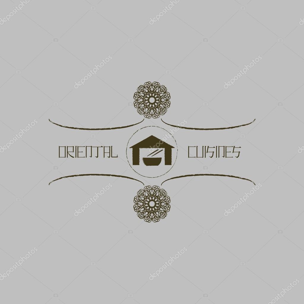 Logo template for oriental cuisine business. Ethnic  design logotype for restaurant and cafe. Japanese, chinese, thai and other eastern ornament. Asian traditional symbol