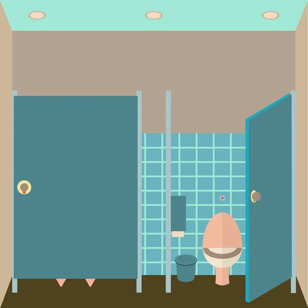 Illustration des Toiletteninnenvektors. Toilette im flachen Stil. Design-Vorlage für Damentoiletten. wc Innenansicht. — Stockvektor