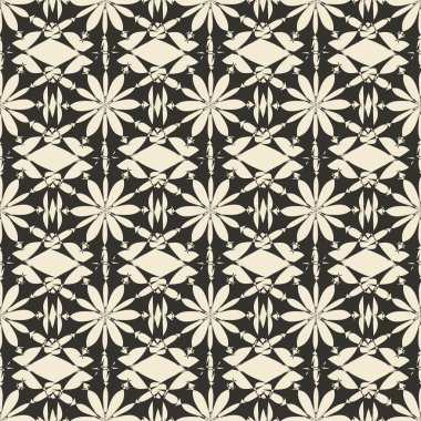 Geometrik süsleme dikişsiz desen. Tek renkli tasarım şablonu sorunsuz arka plan. Yuvarlak, çokgen ve grunge motifsonsuz doku. 