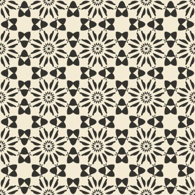 Geometrik süsleme dikişsiz desen. Tek renkli tasarım şablonu sorunsuz arka plan. Yuvarlak, çokgen ve grunge motifsonsuz doku. 