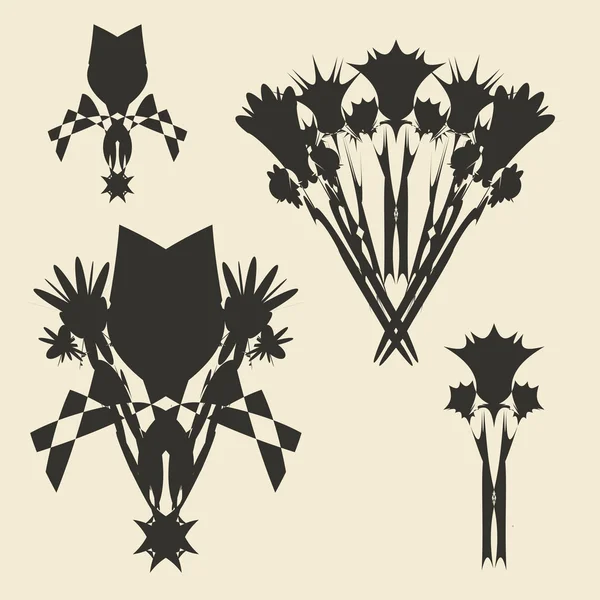 Flowers bouquet set. Grunge  design template. — Stock vektor