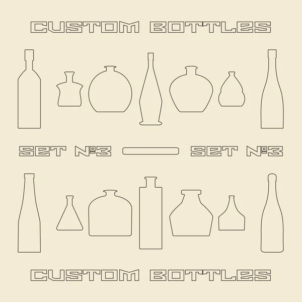 Different bottle types linear icon set. — Stock Vector