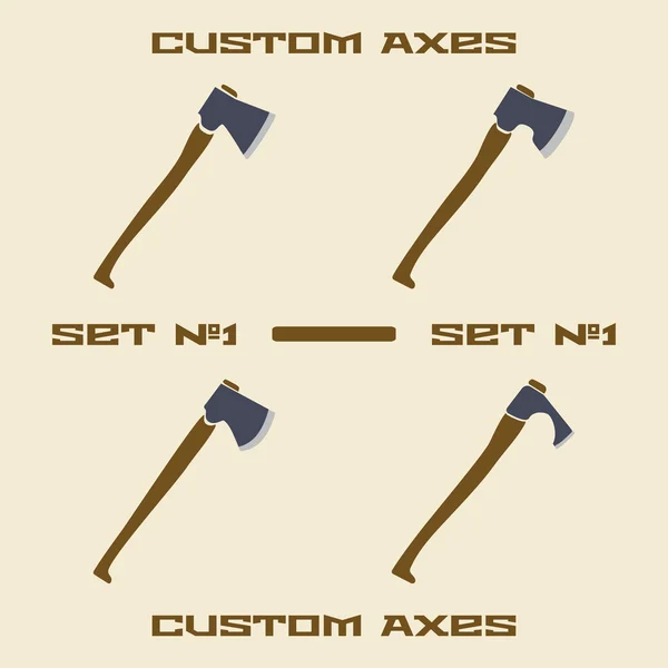 Ensemble d'icônes de différents types de hache. Modèle de conception illustration vectorielle . — Image vectorielle