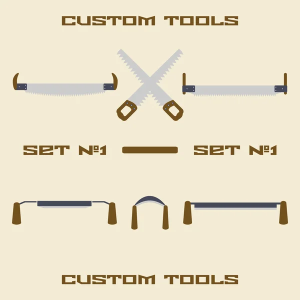 Stolarskich różne narzędzia sylwetka zestaw ikon. Ilustracja wektorowa szablonu projektu. — Wektor stockowy