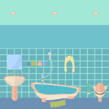 banyo iç vektör illüstrasyonu. 
