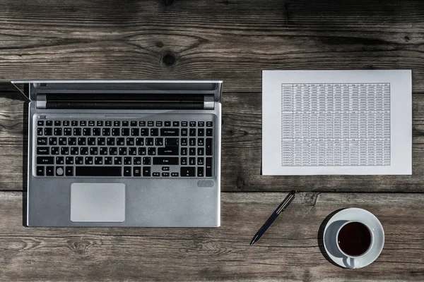 Workplace with laptop and documents — Stock Photo, Image