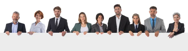 Business People Group Blank Banner Isolated White — Stock Photo, Image