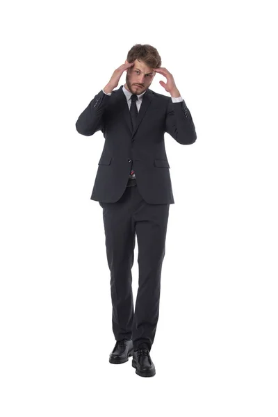 Bonito Homem Negócios Terno Gravata Segurando Mãos Atrás Sua Cabeça — Fotografia de Stock