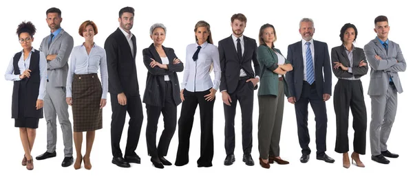 Успешный Счастливый Бизнес Команда Многих Людей Изолированных Белом Фоне — стоковое фото
