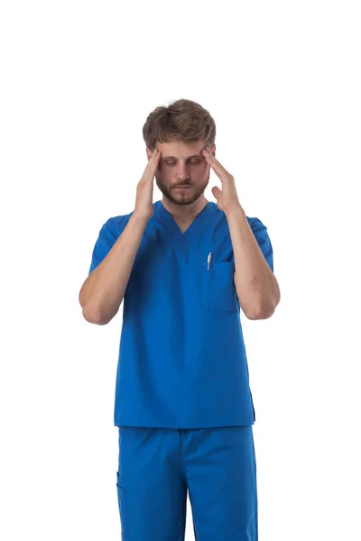 Manlig Sjukvårdspersonal Sjuksköterska Kirurg Läkare Man Över Isolerad Bakgrund Lider — Stockfoto
