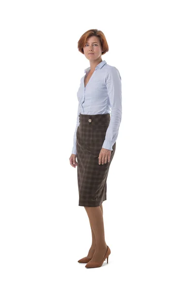 Businesswoman Full Length Casual Beautiful Young Business Woman Isolated White — Zdjęcie stockowe