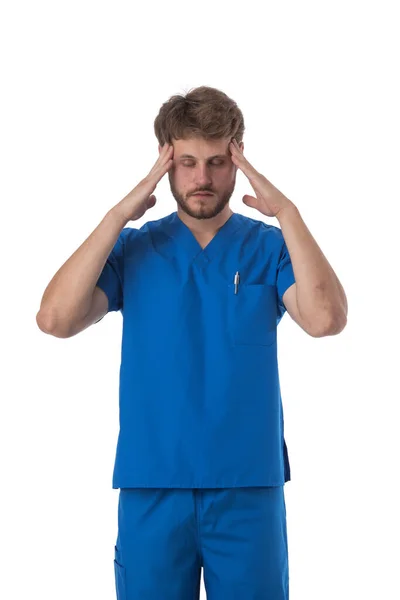 Trabalhador Saúde Sexo Masculino Enfermeiro Cirurgião Médico Homem Sobre Fundo — Fotografia de Stock
