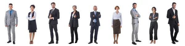 Zestaw Pełnowymiarowych Portretów Biznesmeni Menedżerowie Menedżerowie Izolacja Białym Tle — Zdjęcie stockowe
