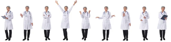 Set Asian Medical Doctor Full Length Portraits Doing Different Gestures — Stock Photo, Image