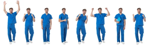 Set Von Ganzkörperporträts Von Hübschen Jungen Mann Männlich Krankenschwester Arzt — Stockfoto